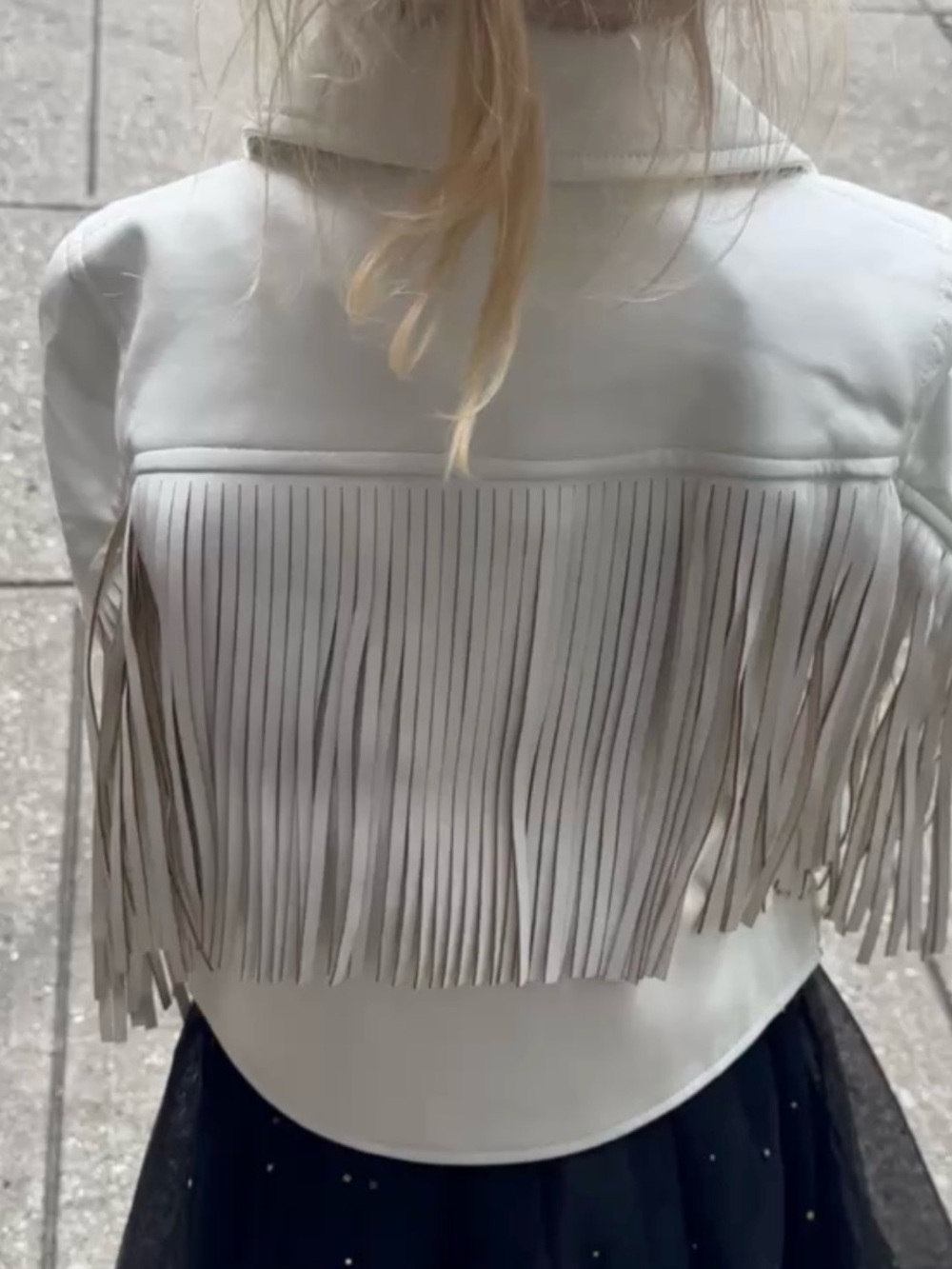 Harmont & Blaine Cream Fringe Moto Jacket for Kids